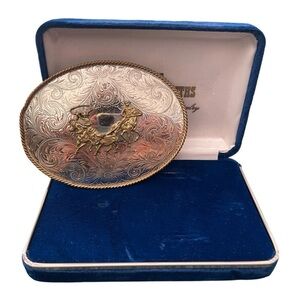 Vintage Montana Silversmith German Silver Belt Buckle